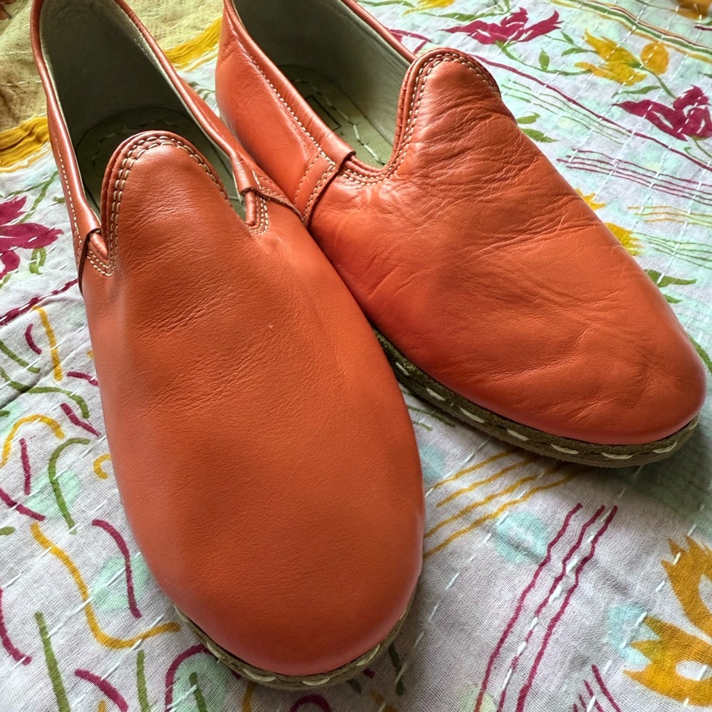 Tigris Orange Leather Slip-On Shoes - Picture 7 of 11